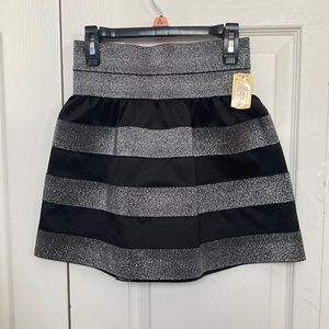 Silver Glitter and Black Stripped Skirt, Von Maur Brand, Fits Like Womens XS-S